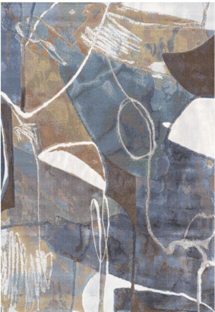 Abstract Blue Machine Made Carpet 2